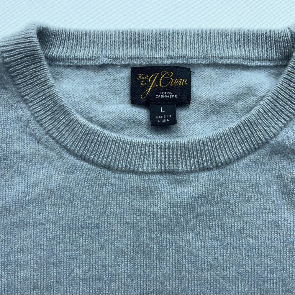 J.Crew 100% Cashmere Crewneck Sweater Mens Size Large Gray - Picture 3 of 10